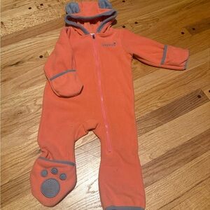 Snonook Fleece Baby Bunting Hooded Romper Bodysuit Coral 12 18 months